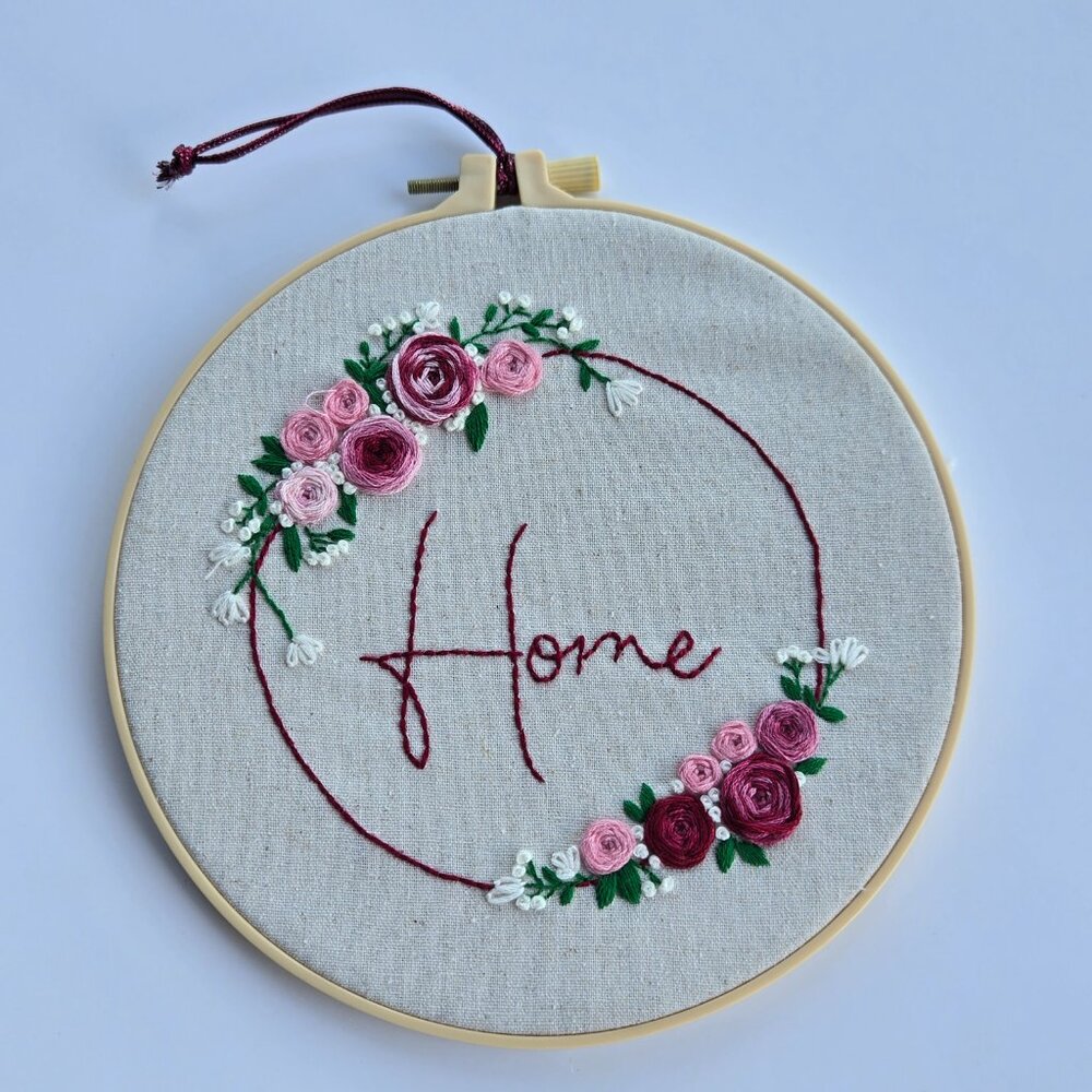 Hand Embroidered Hoop Art – Floral Cottagecore Wall Decor, Fiber Art Embroidery